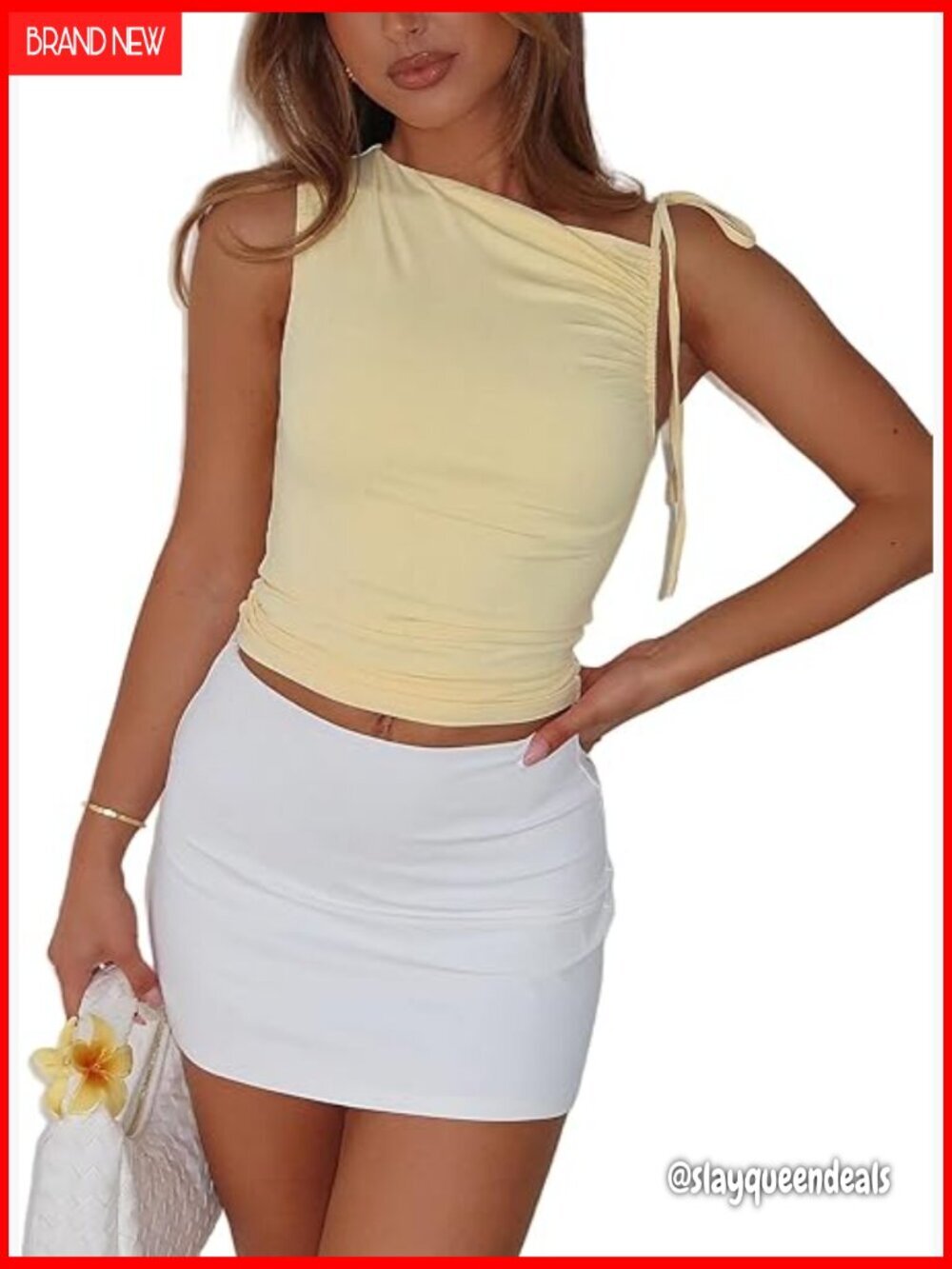 Asymmetrical Cold Shoulder Crop Tank Top, Lightweight Polyester, Y2K Style